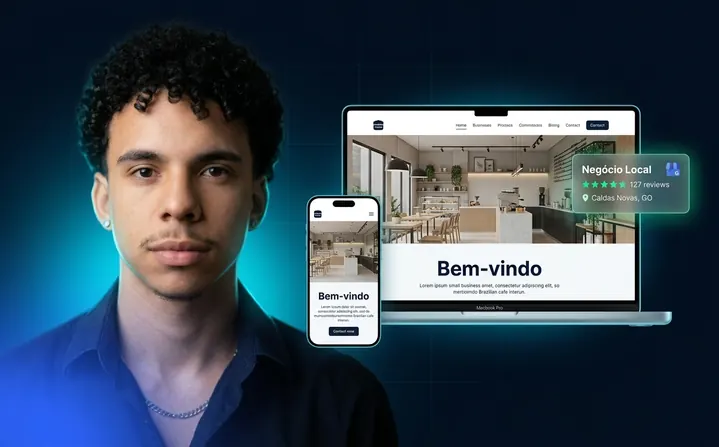 Preview do site profissional em laptop e celular